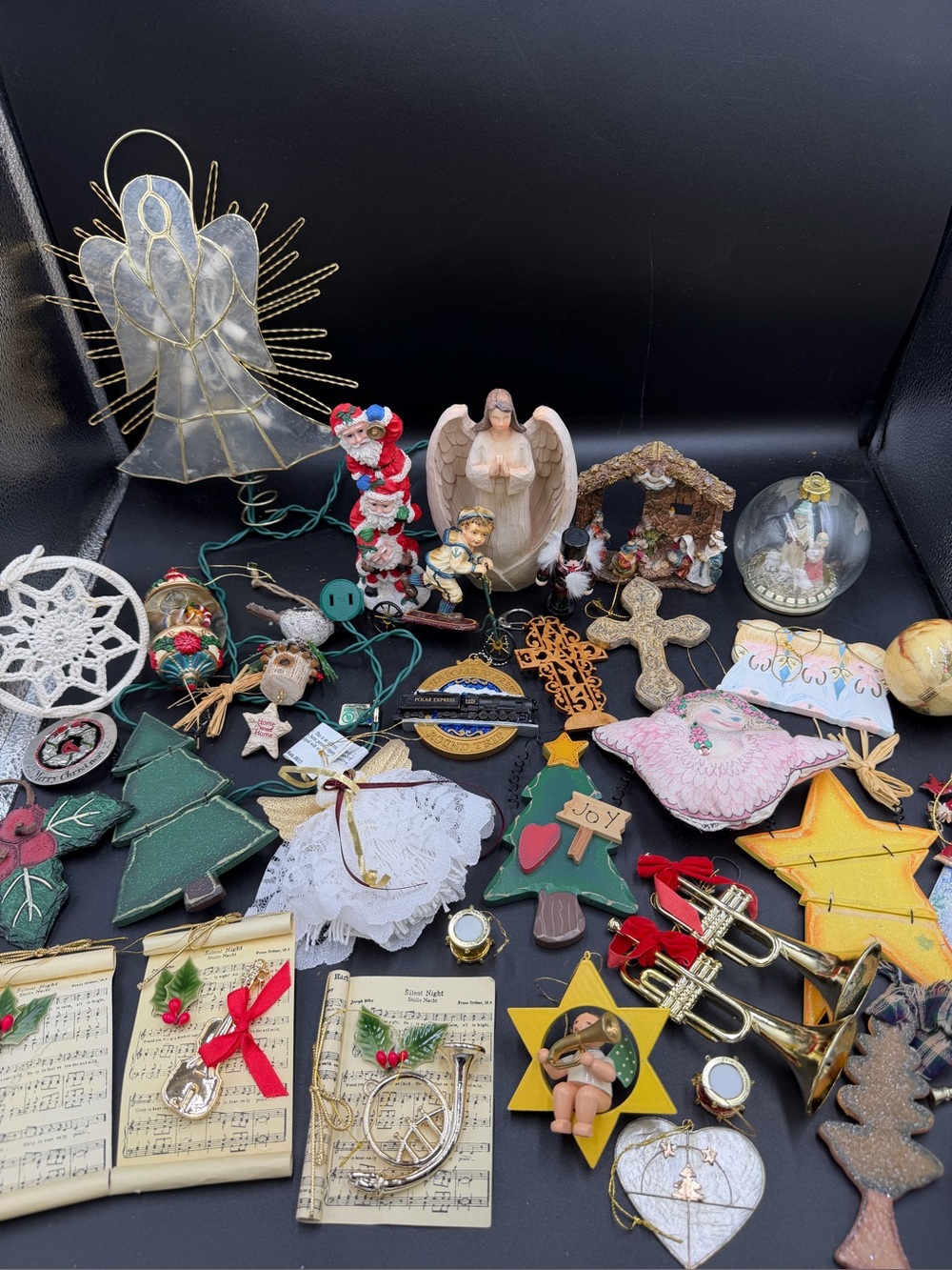 Assorted Collection of Vintage and Christmas Tree Ornaments & Decorations